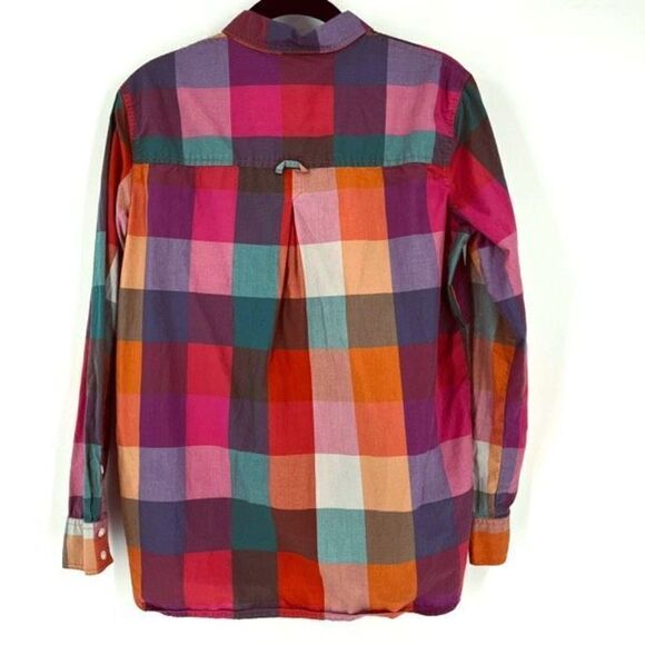 Broadway & Broome Plaid Colorful Spring Pink Blue Button Down Top Shirt Size XS - Picture 2 of 10